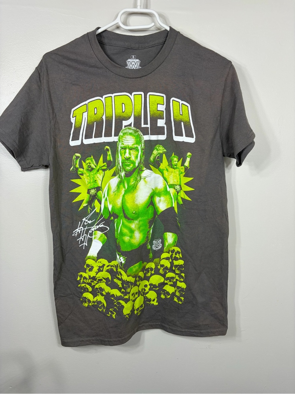 WWE‎ Triple H Skull Graphic T-Shirt Gray Men’s Small 2025